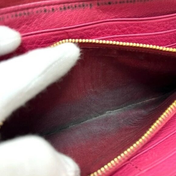 PRADA 1M1183 logo L-shaped zipper wallet Long Wallet Leather pink/GoldHardware